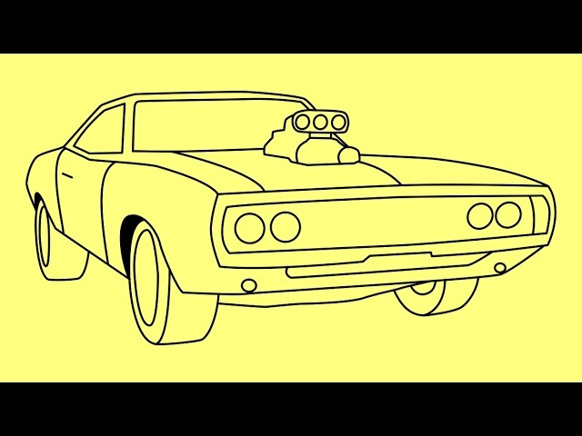 How to draw 1970 Dodge Charger Fast and Furious 7 car - Как нарисовать Додж  Чарджер из Форсаж 7 - YouTube
