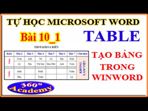 Tự học Microsoft Word – Bài 10_1: Table – Cách tạo bảng trong Winword – Các thao tác trên Table