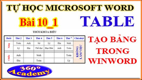 Tự học Microsoft Word - Bài 10_1: Table - Cách tạo bảng trong Winword - Các thao tác trên Table