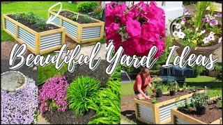 BEAUTIFUL YARD IDEAS, FLOWER & VEGETABLE GARDEN  YARD & Porch TOUR, DIY RAISED GARDEN BEDS