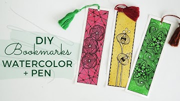 DIY Bookmarks using pen and watercolor || doodle || zentangle || step by step process