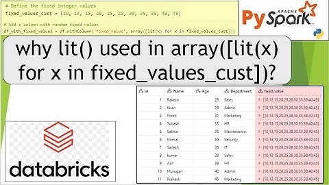 6. why lit() used in array([lit(x) for x in fixed_values_cust]) | #pyspark PART 06