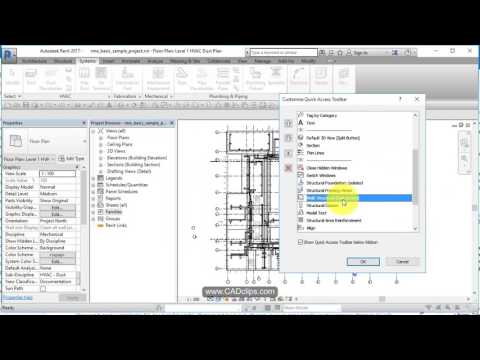 REVIT BASICS 07 INTERFACE RIBBON PANELS TOOLS FLYOUTS QUICK ACCESS TOOLBAR SCALE VISIBILITY