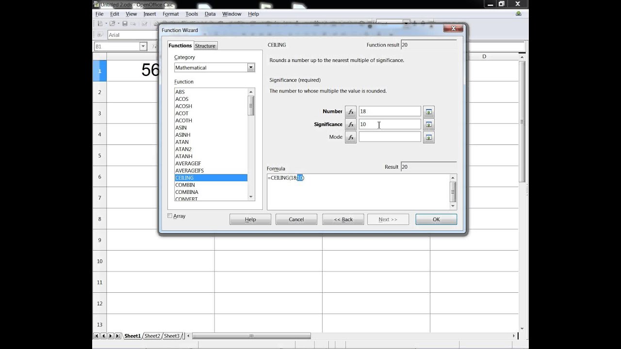 Openoffice Calc Functions Ceiling