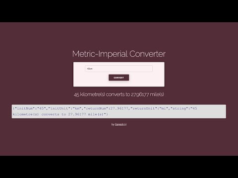 Metric Imperial Converter - Quality Assurance Projects - freeCodeCamp