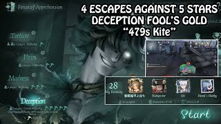 5 Stars Deception Fool's Gold CLEARED (4 escapes) - Forest of Apprehension (Identity v)