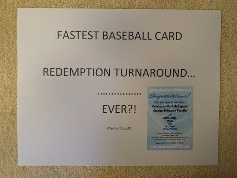 Topps Baseball Card Redemption Fulfillment - Quickest Turnaround Ever?  All Rise!