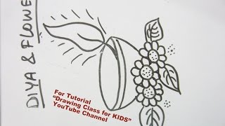 How to Draw- Diya with Flowers Rangoli Design Step by Step Tutorial for Kids