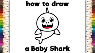 How to draw a Baby Shark 2024, Cómo dibujar un bebé tiburón