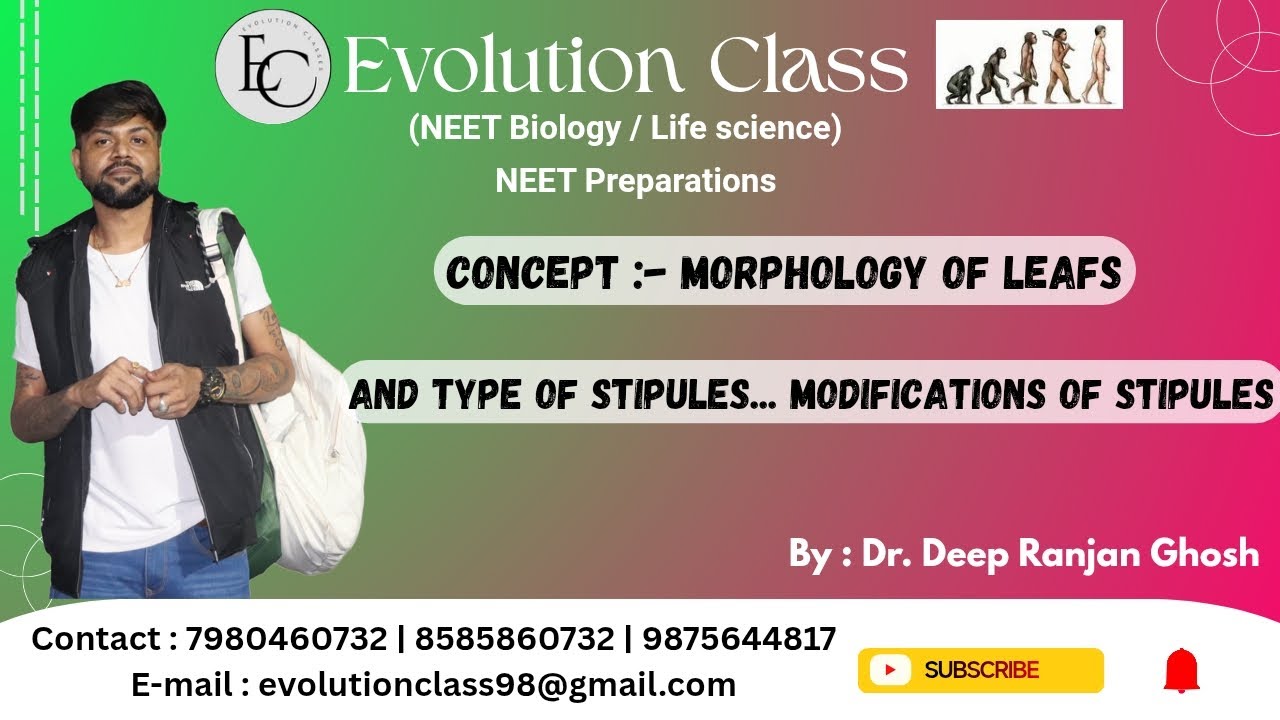 Concept : MORPHOLOGY OF LEAFS & TYPES/MODIFICATIONS OF STIPULES. By Dr. Deep Ranjan Ghosh(For NEET)