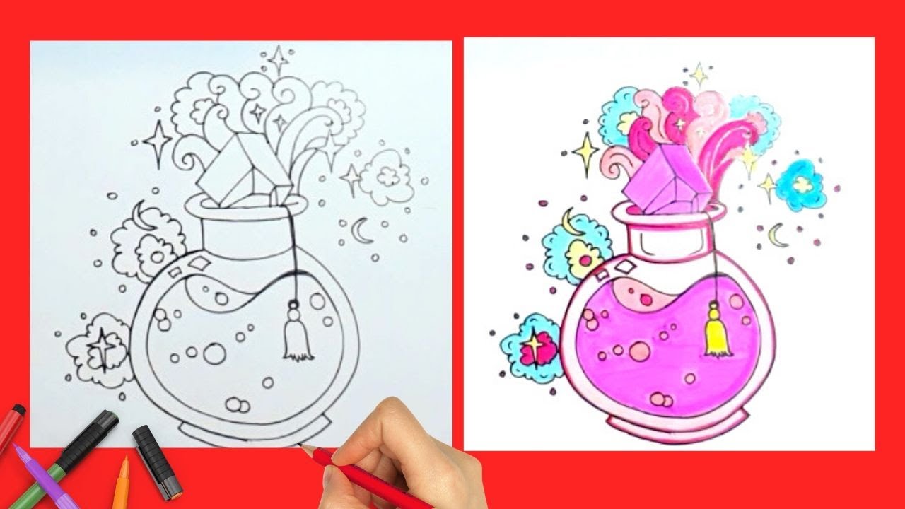 Download How to Draw Cute Magic Potion | Drawing and Coloring for ...