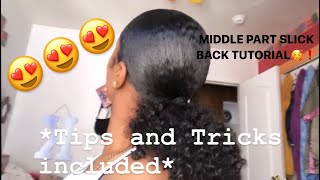 MIDDLE PART SLICK BACK HAIR TUTORIAL❗️🥰