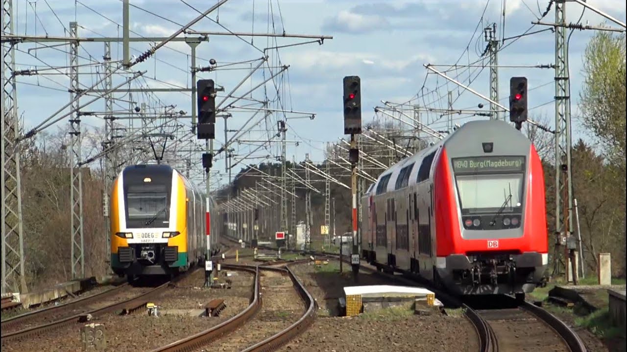 Züge in Biederitz auf der Strecke Berlin – Magdeburg: ICE, RegionalBahn, IC, Güterzüge und mehr