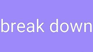 Break Down Definition & Meaning