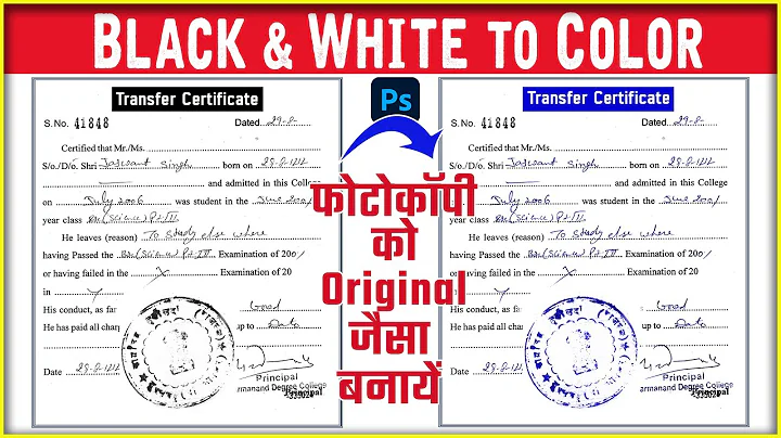 Convert Black and White Document to Color Document, Change Photocopy to Original Document #Photoshop