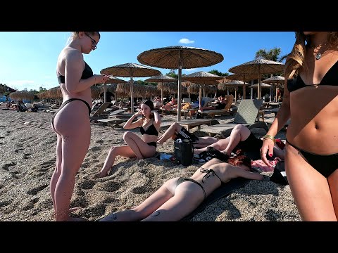 BEACH WALK GREECE 🏖️ bikini beach 🏖️KALAMAKI 23  Part2 🏖️bikini 🏖️ beach