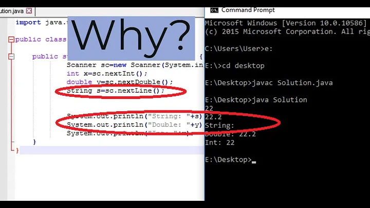 Why compiler ignores input of string after input of integer or double! || Java tutorial #1