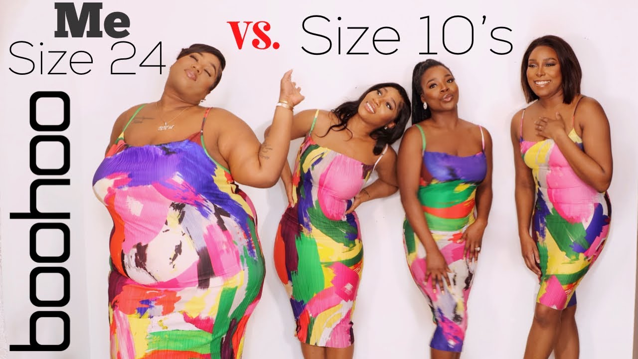 SIZE 4 vs 12 vs 18 vs 24 TRY ON SAME PRETTY LITTLE THING OUTFITS 