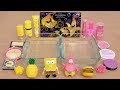 Spongebob Pink vs Yellow - Mixing Makeup Eyeshadow Into Slime ASMR