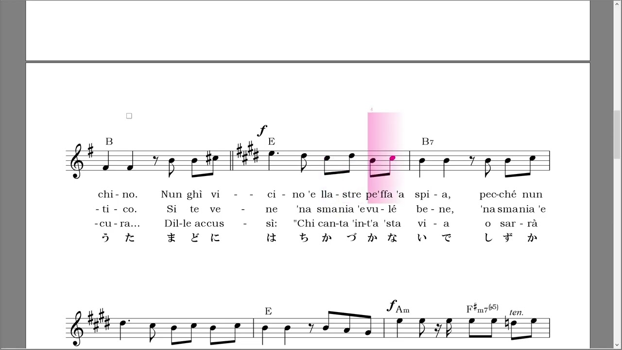 夜の声 Voce'e Notte ホ短調→ホ長調 ナポリ語1番～3番 日本語訳