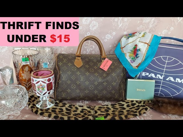 BEST thrift store finds UNDER $15! (Gucci, Louis Vuitton, Tiffany's,  Leopard fur, Pan-Am, Waterford) 