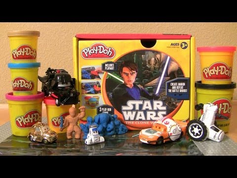 Star Wars Play-Doh Clone Wars Disney Cars Darth Mater Tractor Tipping Lightning McQueen R2D2 toys