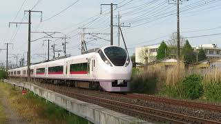 常磐線　E657系K19編成「東北DC」ラッピング　80M　特急ときわ80号 品川 行　岩間～友部　八幡下踏切　通過　2021.04.27