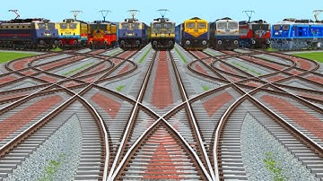 🧿More Trains Crossing Are Bumpy Curves Railroad Tracks || train animation video for entertainment 