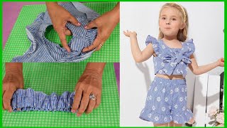 🦋 Muy fácil de cortar y coser blusas amarre pecho Conjunto para niña