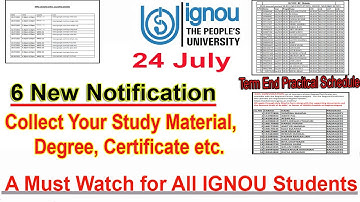 6 New Notification for all IGNOU Students | Study Material Notice, MAPC Counseling Schedule, Degree