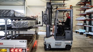 Flux Multidirectional Counterbalanced Forklift Truck In Operation At Zetprofiel Hubtex