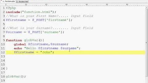 PHP Tutorial - Functions Part 3 - Global Variables