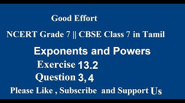 NCERT Grade 7 || CBSE Class 7  - Exponents and Powers Exercise 13.2 - Question 3,4,i,ii in Tamil