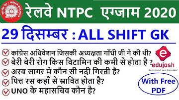 RRB NTPC Exam Analysis 2020 / RRB NTPC 29 December 2020 - ALL Shift Asked Question / RRB Exam Review