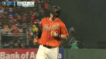 LAD@SF: Brown crushes a two-run homer to tie the game