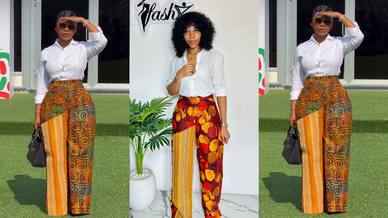 Как сшить стильные брюки-палаццо с отделкой из ткани анкара и аксо-оке