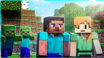 Zombies Attack on Steve and Alex | Saving Kid Villager | Babu Tech [ Prisma 3d Minecraft animation ]