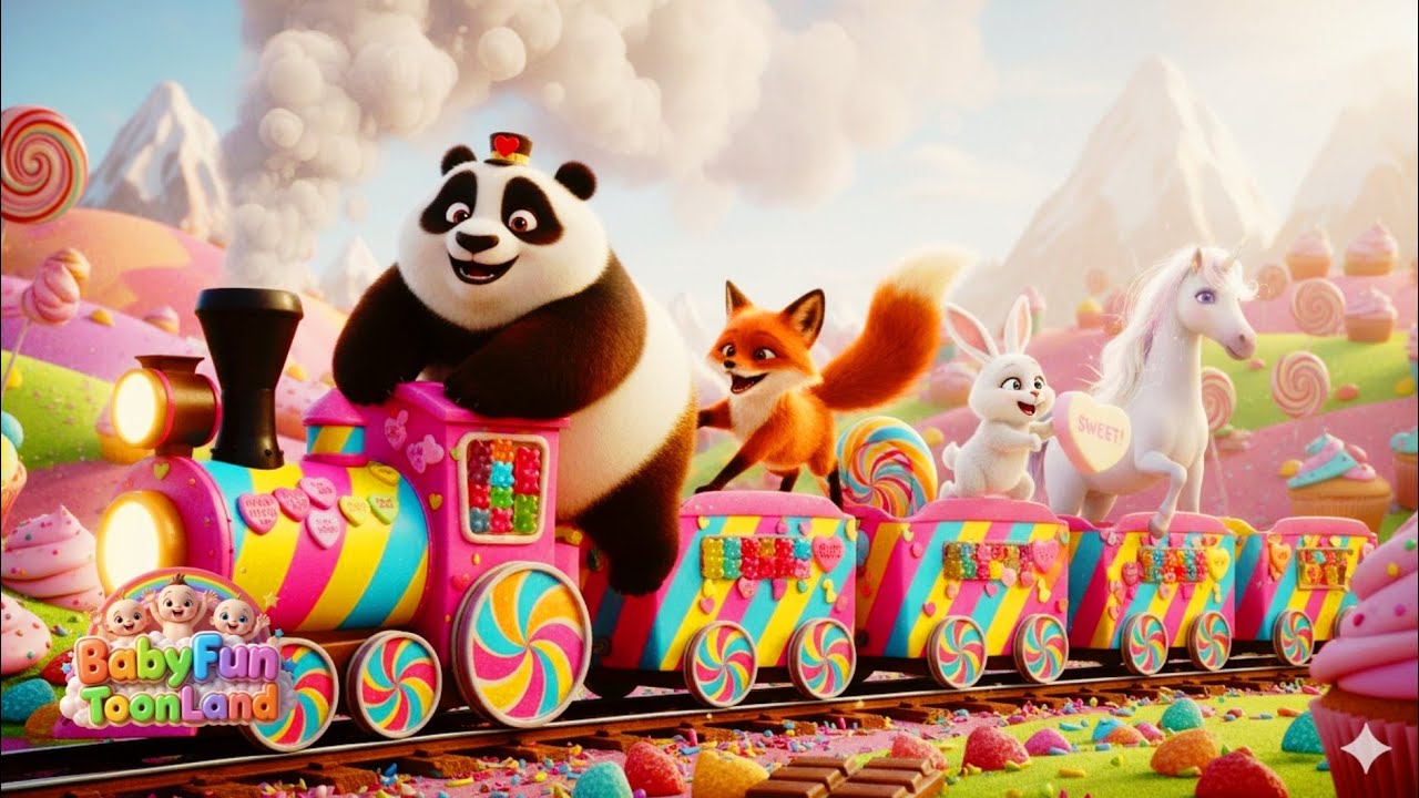 🚂 Rainbow Candy Train Adventure | Fun Kids Story 🌈🐼🦄 