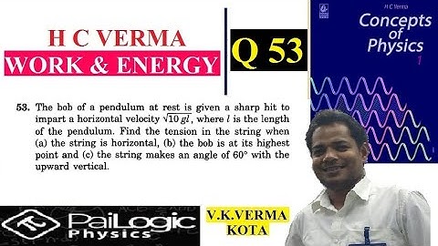 H C VERMA | WORK & ENERGY |CHAPTER 8 Q53.The bob of a pendulum at rest is given a sharp hit to impar