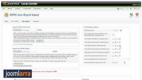 Joomla extension - ARRA User Export Import - import option