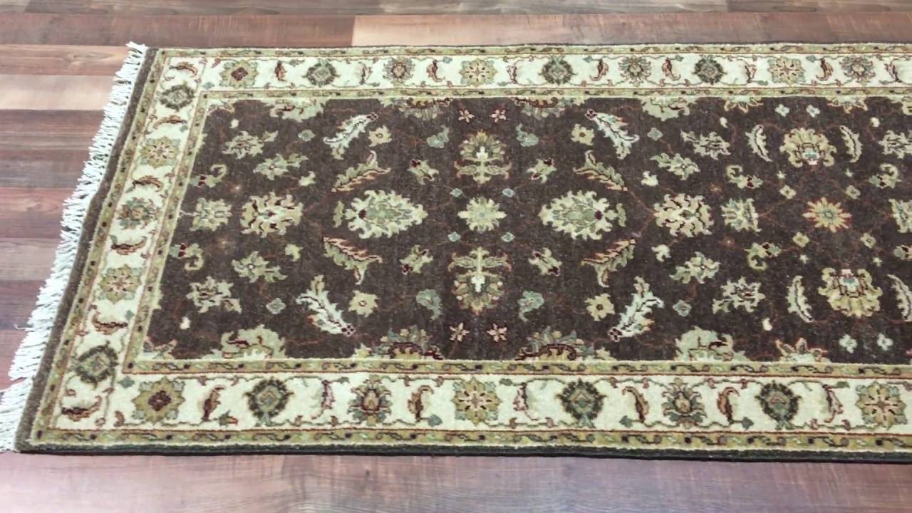 Beige and Brown Peshawar Oriental Runner Rug 2'8X7'9 - B 73748