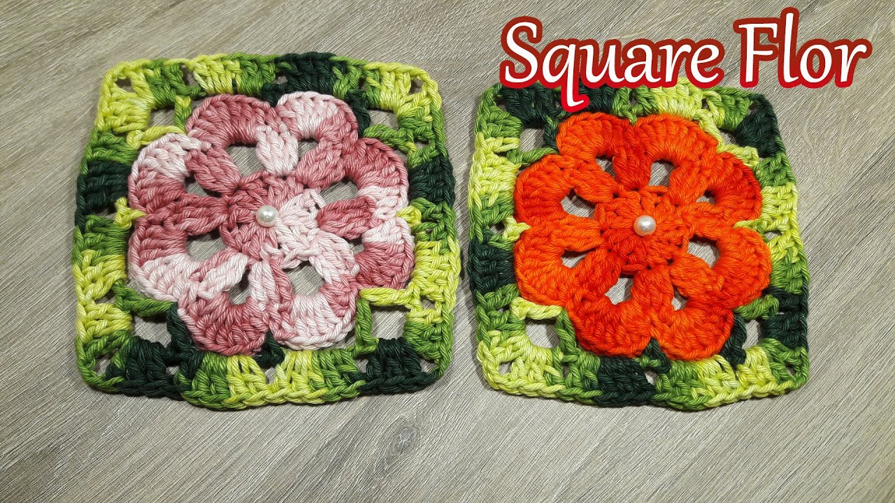 Square flor rasteira em crochê - Simples e fácil - Vídeo aula - Passo a Passo