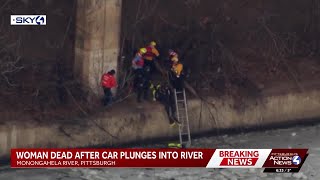 Woman dies after car plunges into Monongahela River near I-376 in Pittsburgh