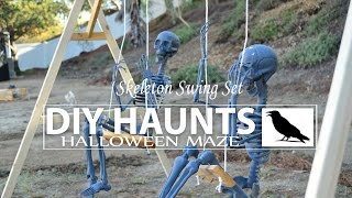 Building a skeleton swing set for Halloween.