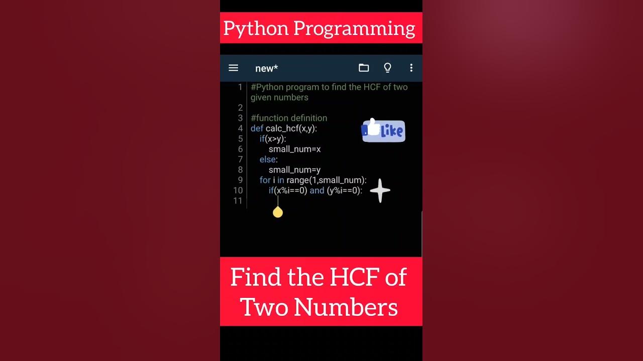 Find the HCF of given two Numbers | Python Programming #coding #python ...