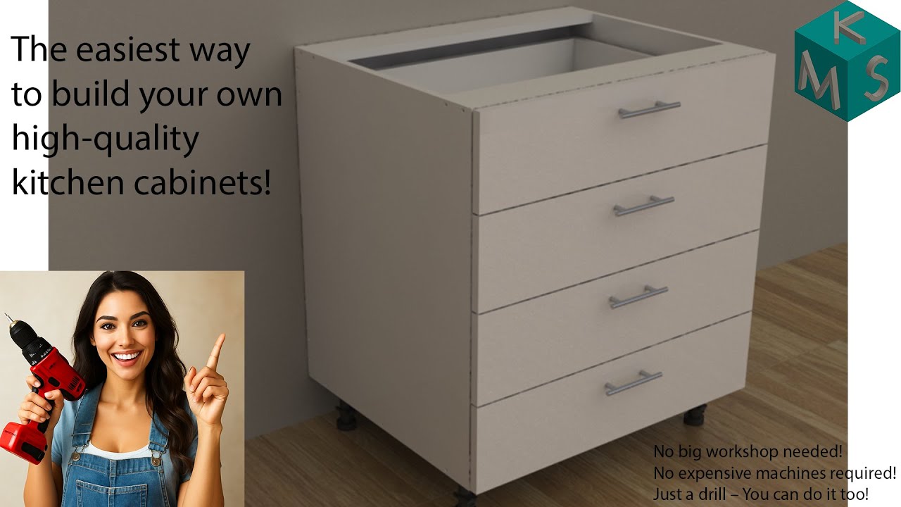 How to Build and Install a DIY Kitchen Base Cabinet with 4 Drawers – SolidWorks Tutorial