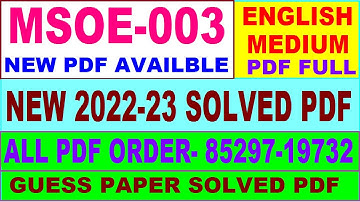 msoe 003 solved assignment 2022-23 / msoe 3 solved assignment in English / ignou ma sociology solved