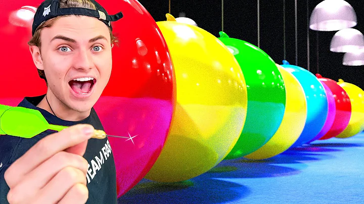 How Many GIANT BALLOONS Can I Pop With a NERF BLAS...