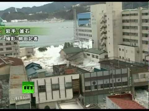 Fresh footage of huge tsunami waves smashing town in Japan
