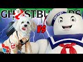 Funny dog vs Stay Puft Ghostbusters the doggy edition Marshmallow man Halloween Time